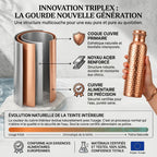 Gourde en Cuivre 800ml - Kyprova™ | L’Eau Purifiée Naturellement, Sans Plastique