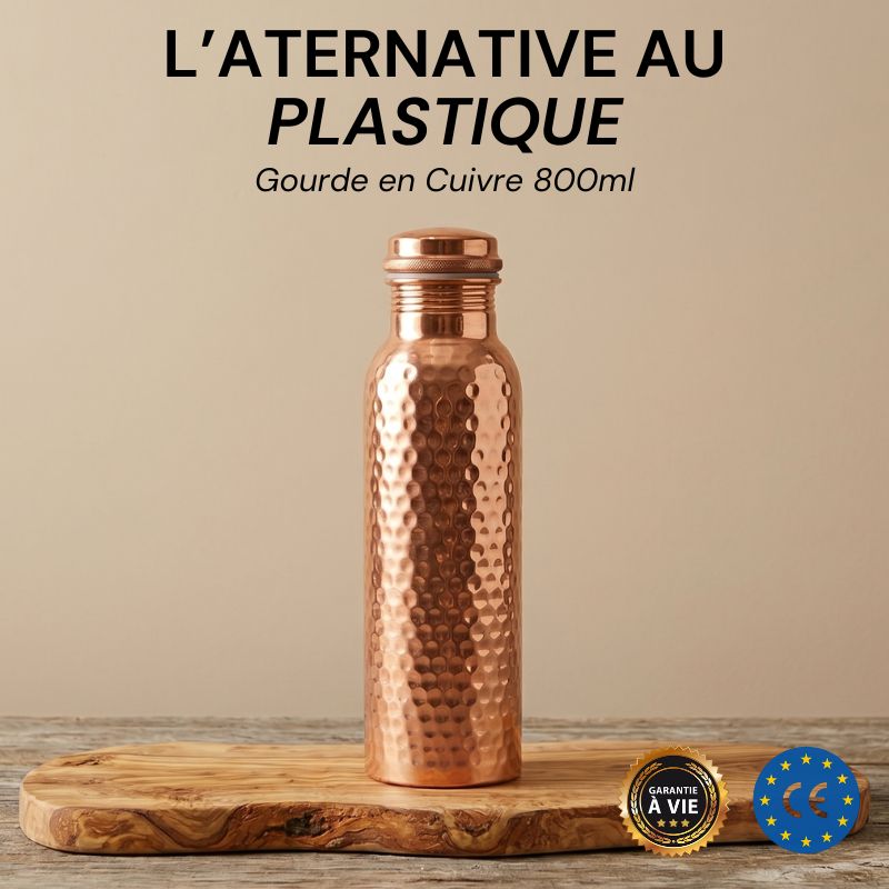 Gourde en Cuivre 800ml - Kyprova™ | L’Eau Purifiée Naturellement, Sans Plastique