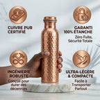 Gourde en Cuivre 800ml - Kyprova™ | L’Eau Purifiée Naturellement, Sans Plastique