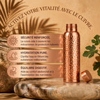 Gourde en Cuivre 800ml - Kyprova™ | L’Eau Purifiée Naturellement, Sans Plastique