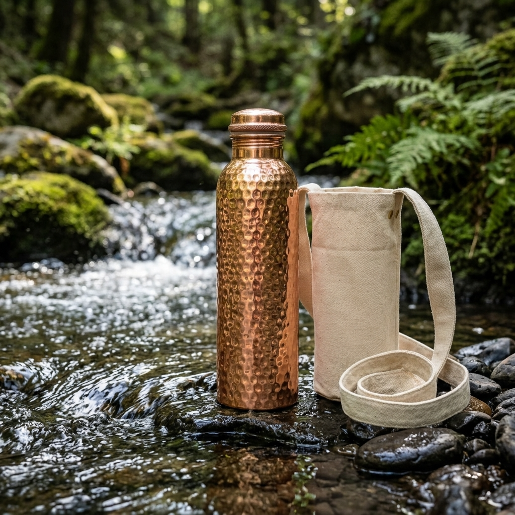 Gourde en Cuivre 800ml - Kyprova™ | L’Eau Purifiée Naturellement, Sans Plastique